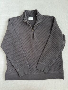 Billy Reid Diamond Quilt Half Zip Sweater Sweatshirt Dark Gray Size XL